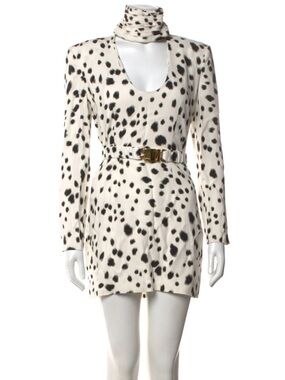 Spotted Cream and Black Mini Dress - Womens IT 36